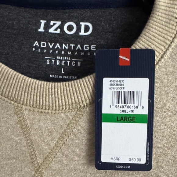 IZOD Men's Beige Crewneck Sweater - Picture 2 of 2